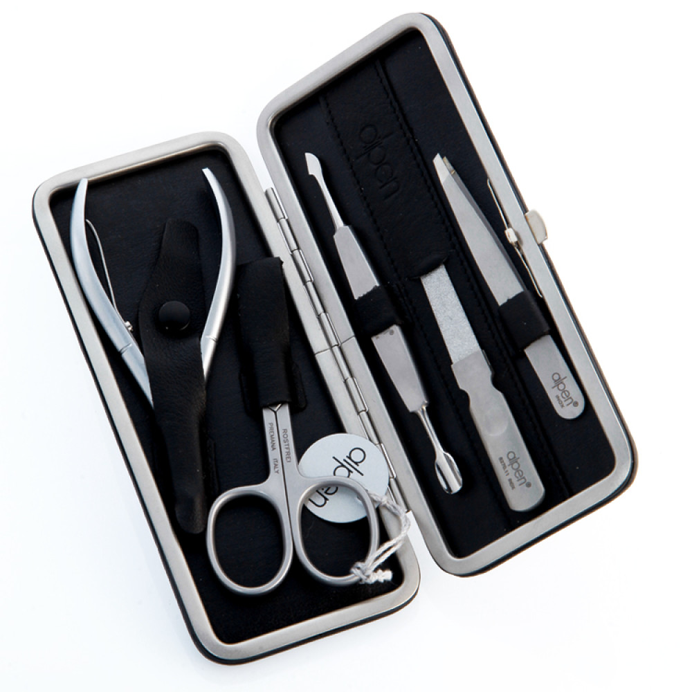 Set Manicure forbice unghie e tronchese pelle inox - Alpen