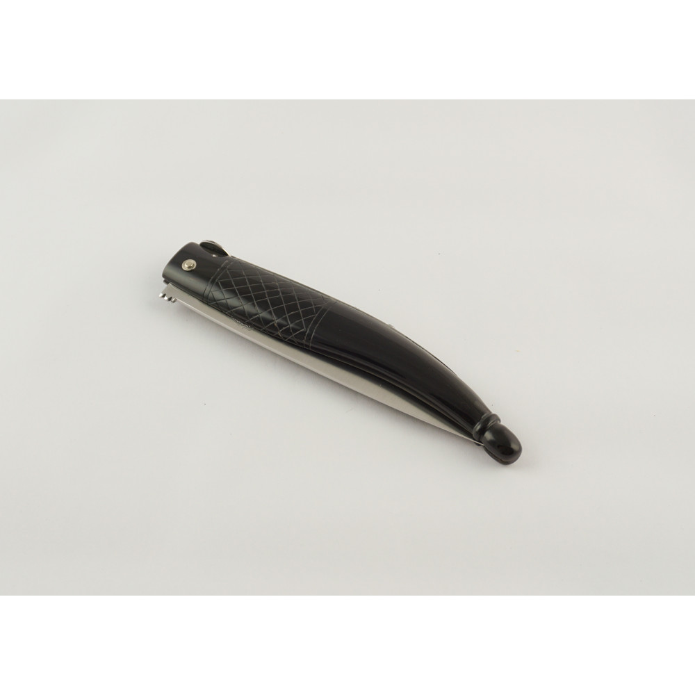 Ancient Roman Knife Engraved - Coltelli dell'Artigiano - Scarperia - Buffalo Horn Black Handle - Made in Italy