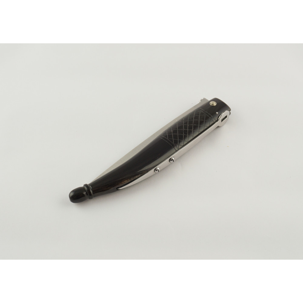 Ancient Roman Knife Engraved - Coltelli dell'Artigiano - Scarperia - Buffalo Horn Black Handle - Made in Italy