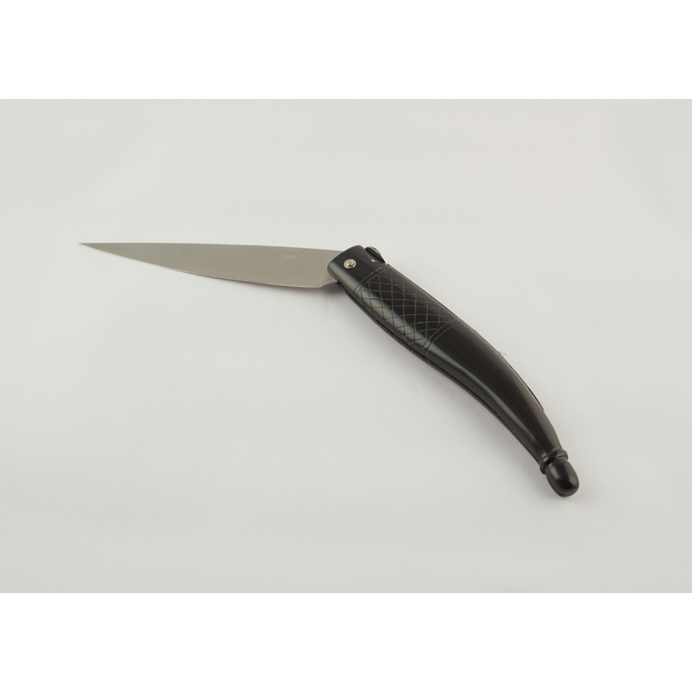 Ancient Roman Knife Engraved - Coltelli dell'Artigiano - Scarperia - Buffalo Horn Black Handle - Made in Italy