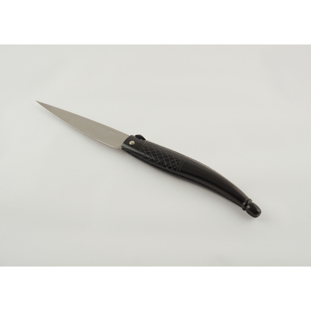 Ancient Roman Knife Engraved - Coltelli dell'Artigiano - Scarperia - Buffalo Horn Black Handle - Made in Italy