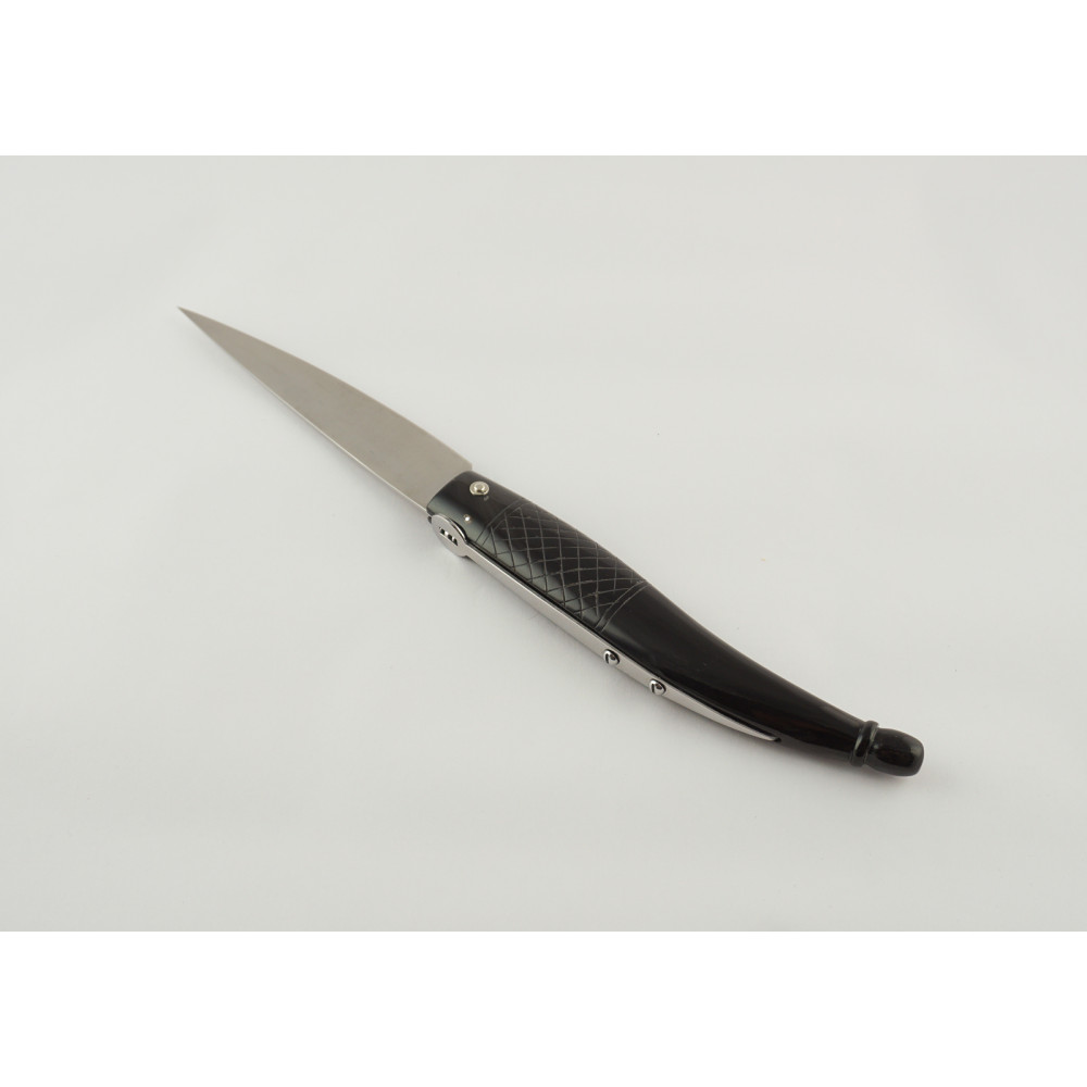 Ancient Roman Knife Engraved - Coltelli dell'Artigiano - Scarperia - Buffalo Horn Black Handle - Made in Italy