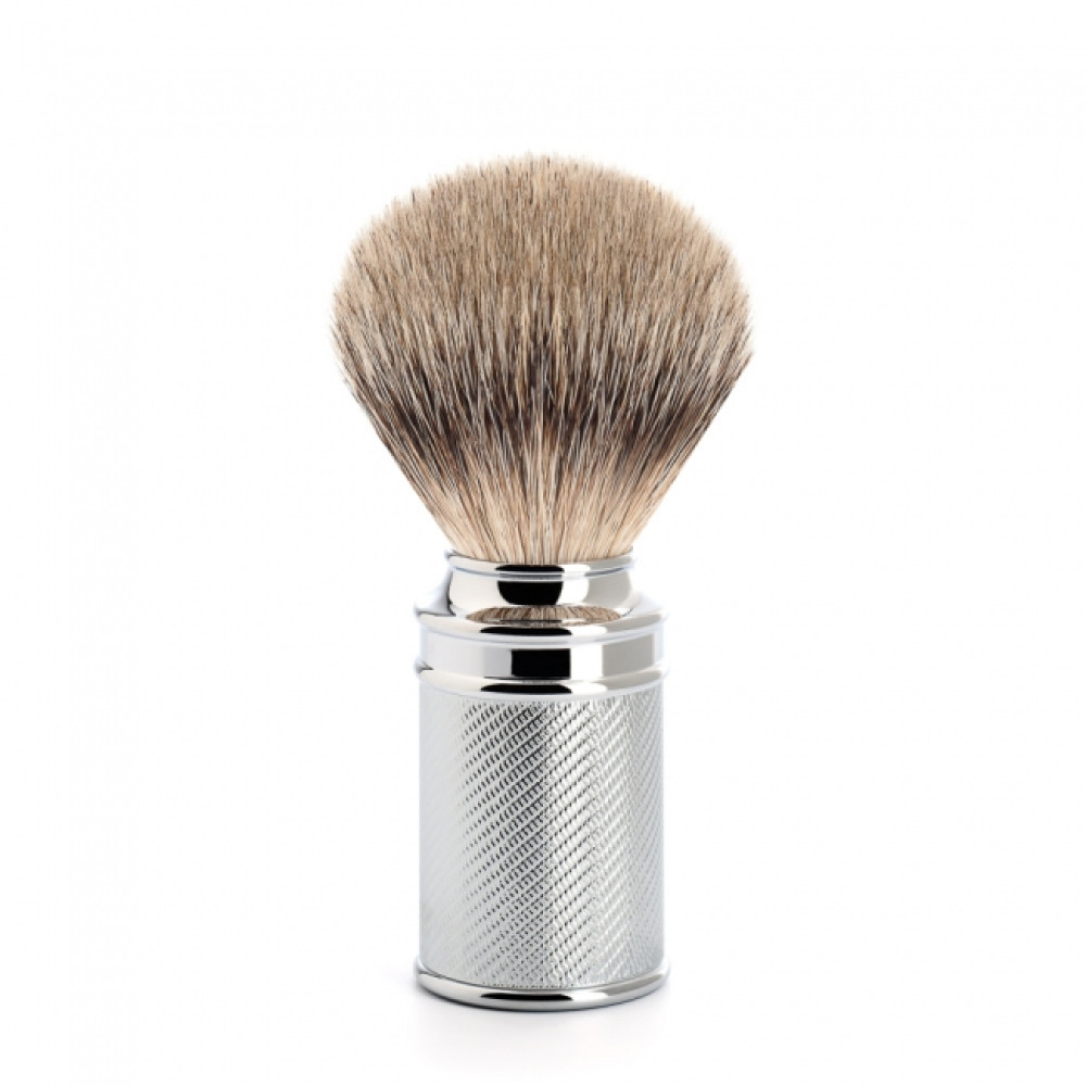 Pennello da barba in tasso manico in ottone cromato 91M89 Pennello da barba in tasso manico in ottone cromato 91M89