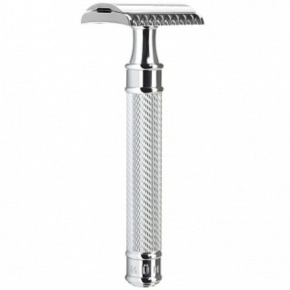 Rasoio di sicurezza dentato manico corto in ottone cromato R41