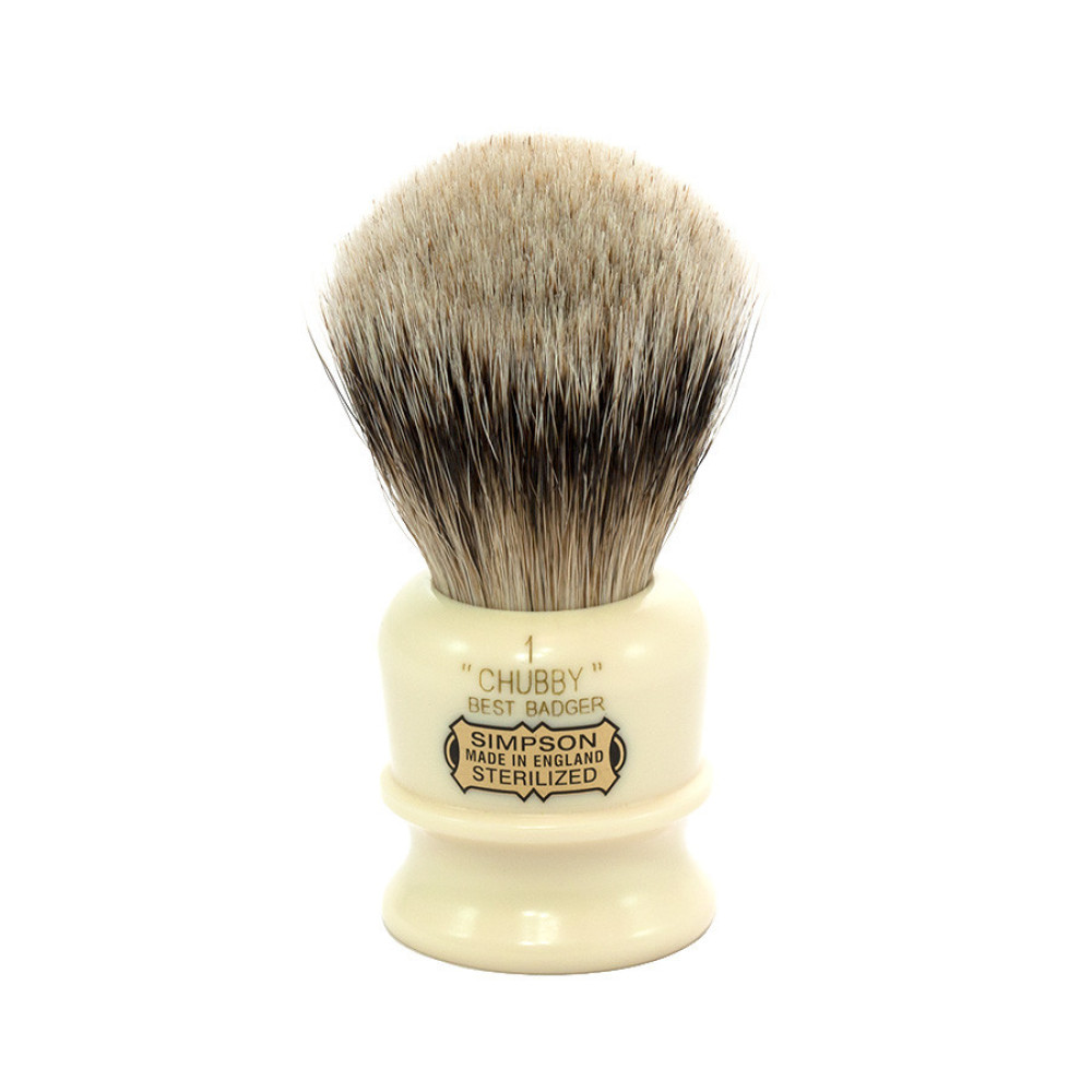 CHUBBY 1 Best Badger Pennello da barba in tasso manico in resina avorio Simpsons