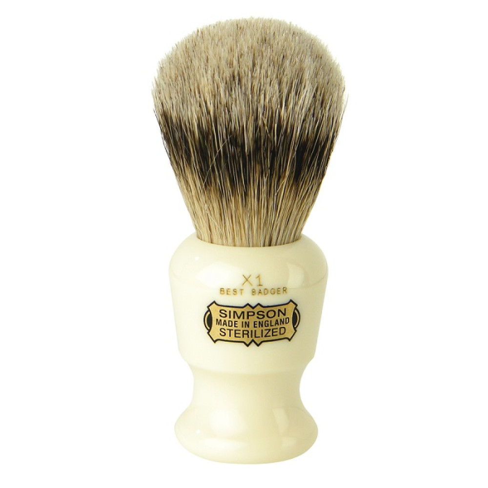 COMMODORE X1 Best Badger Pennello da barba in tasso manico in resina avorio Simpsons 
