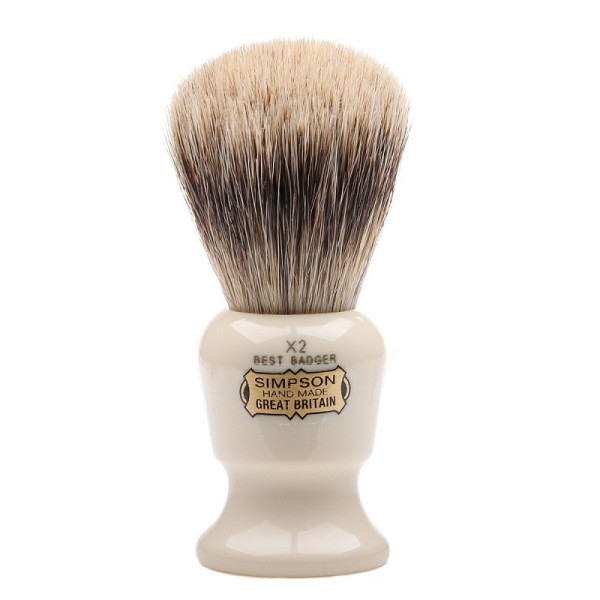 COMMODORE X2 Best Badger Pennello da barba in tasso manico in resina avorio Simpsons