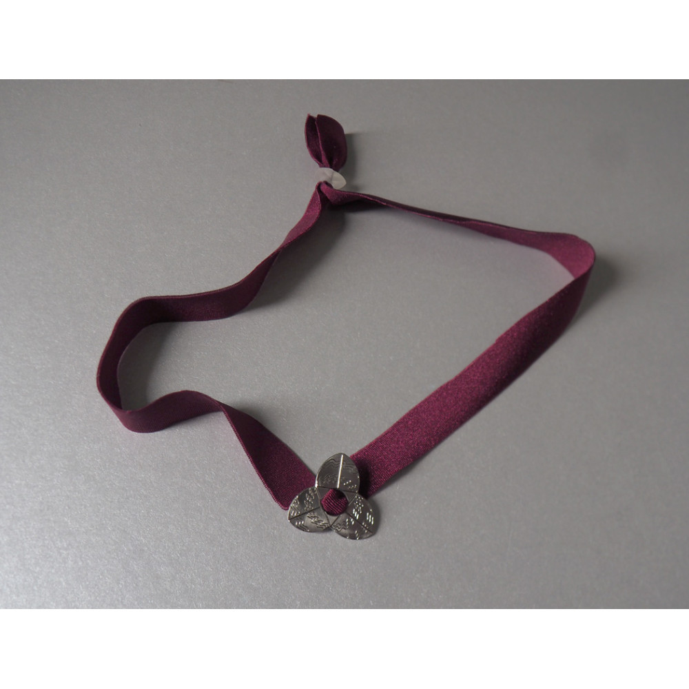 Bracciale o crocher "Trivio" in alpacca piccolo lycra bordeaux
