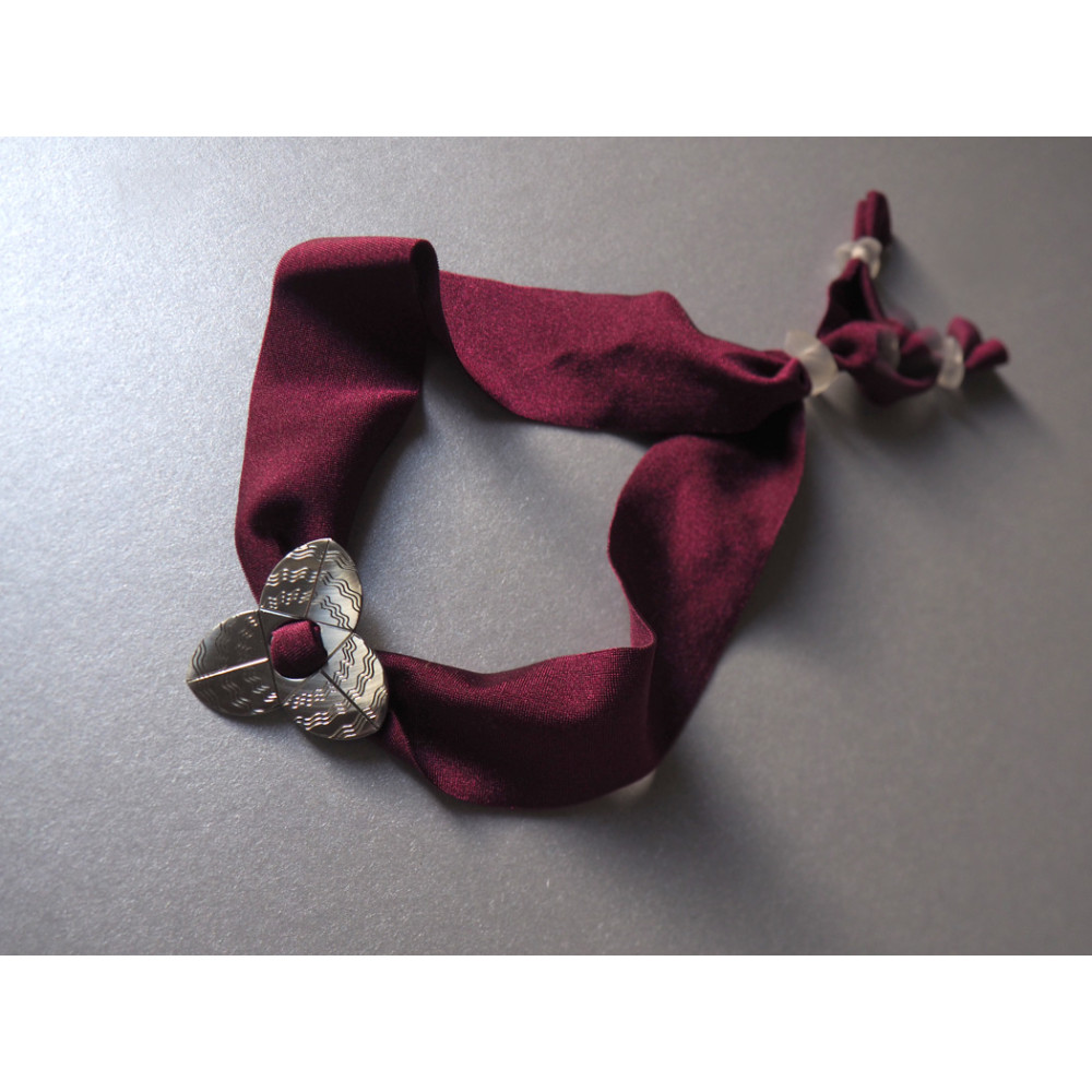Bracciale o crocher "Trivio" in alpacca medio lycra bordeaux