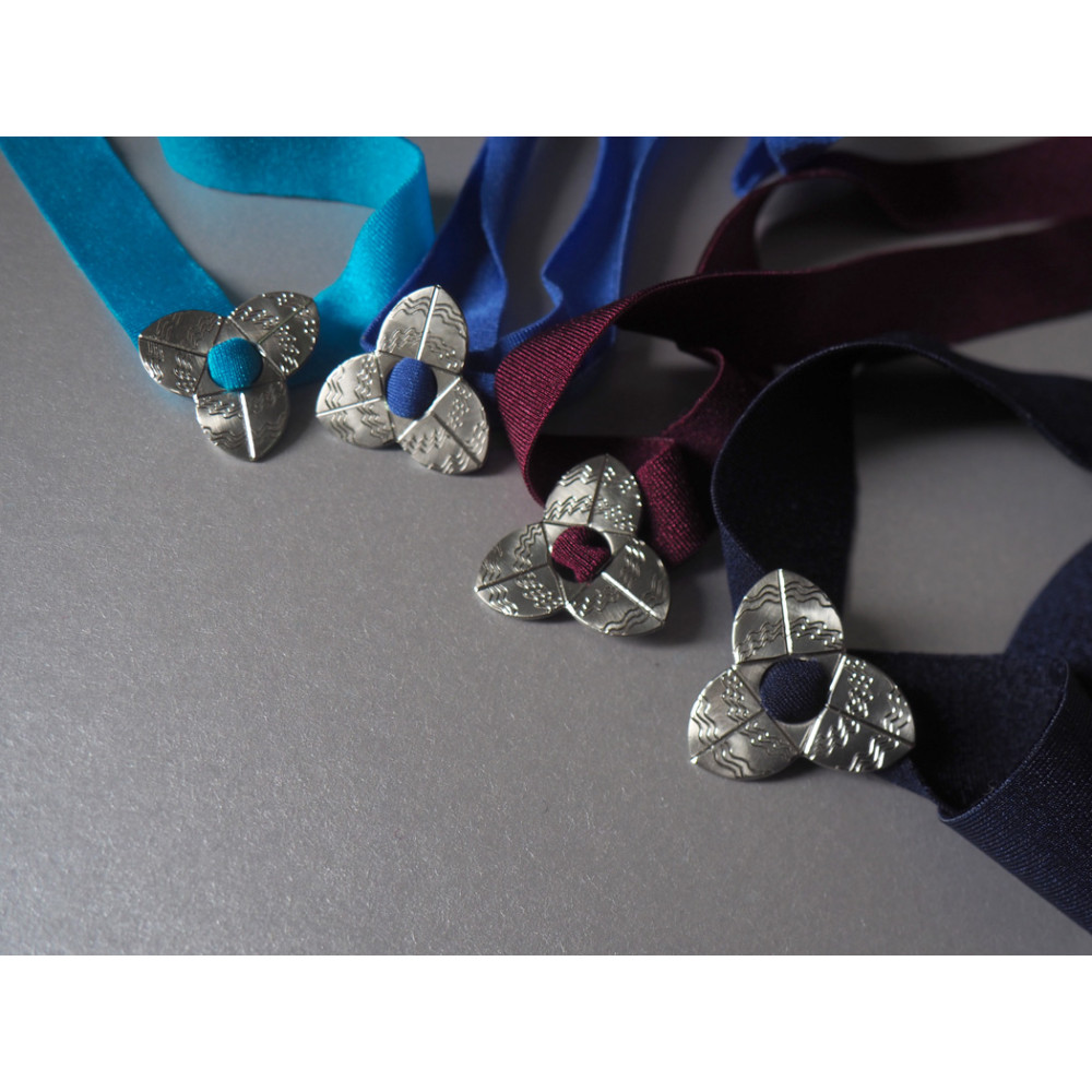 Bracciale o crocher "Trivio" in alpacca piccolo lycra bordeaux